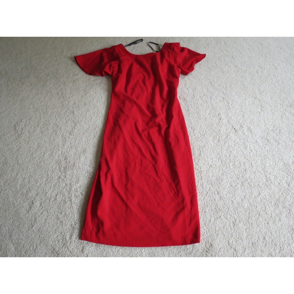 Calvin Klein Women Red Flutter Sleeve Sheath Dress Size 6